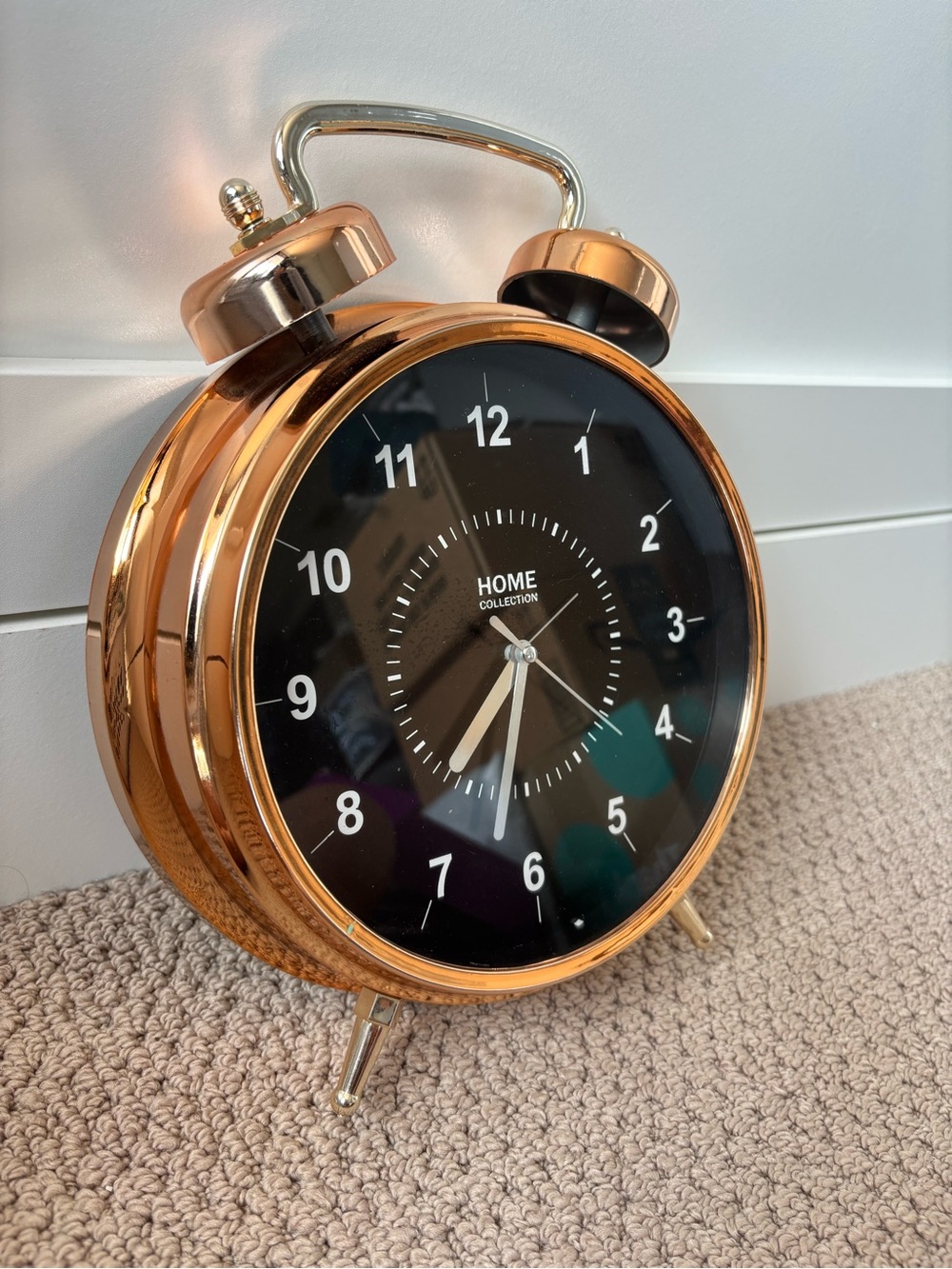 Metallic Copper Twin Bell Alarm  Style Clock